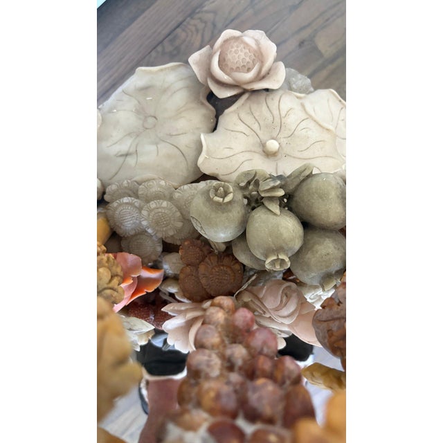 Stone Monumental 31-Inch Chinese Hand-Carved Soapstone Basket of Abundance Sculpture For Sale - Image 7 of 13