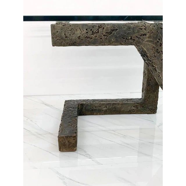 Gray 1970s Brutalist Cast Metal Geometric Dining Table in the Manner of Paul Evans For Sale - Image 8 of 9