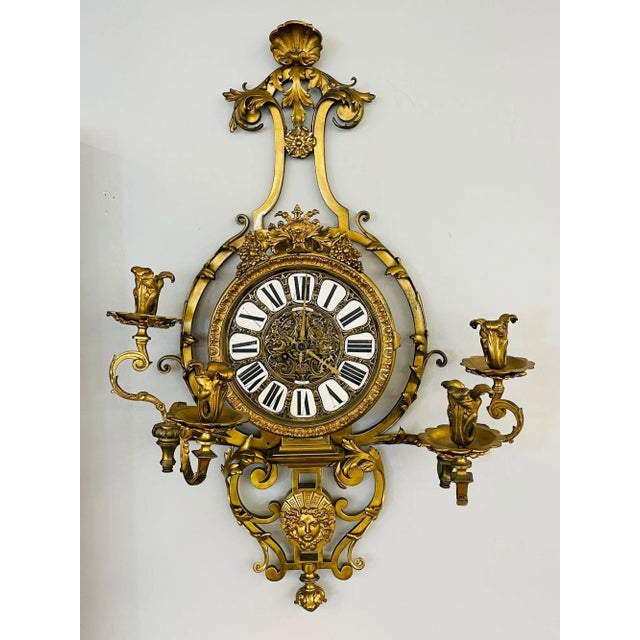 Bronze Sconce Wall or Cartel Clock. Lerolle Freres, Paris, Rare, Unusual For Sale - Image 13 of 13