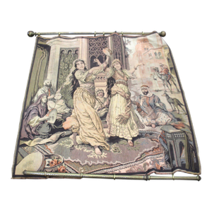 Vintage Woven Tapestry Wall Hanging Middle Eastern Dance Scene