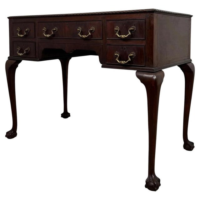 Antique English Edwardian Mahogany Writing Table For Sale - Image 4 of 12