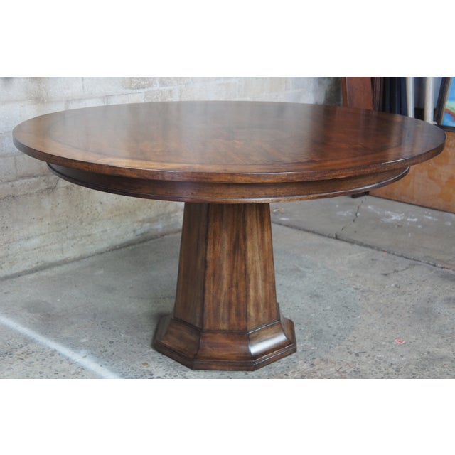 Henredon Acquisitions Round Mahogany Glass Top Pedestal Dining Table