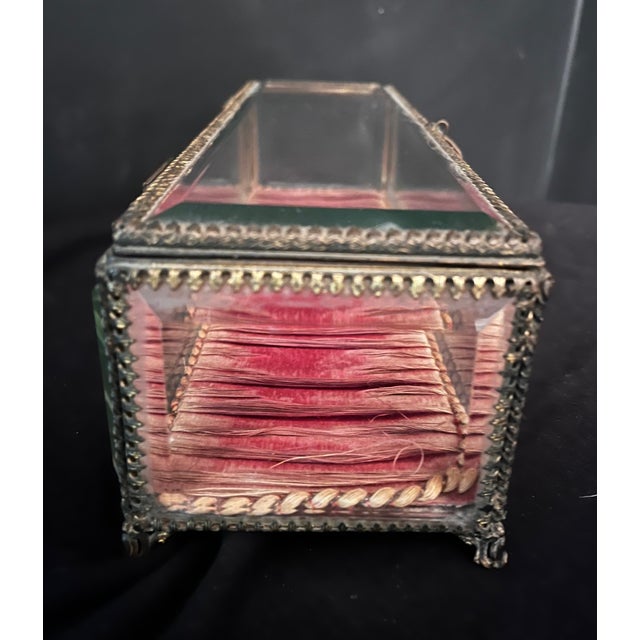 French Glass and Ormolu Jewelry or Bridal Wedding Box For Sale - Image 9 of 10