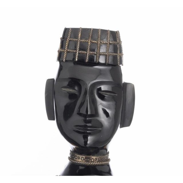 CHACMOOL 20th Century Mexican onyx sculpture with silver and hard stone inlays. Minor flaws on the base. Dimensions: 20 x...