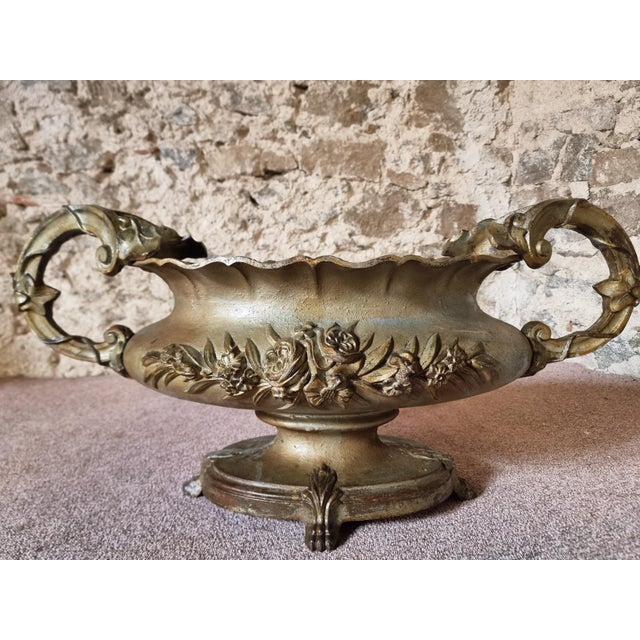 Large Antique Cast Iron Jardinière on Foot, France, 1900s For Sale - Image 6 of 17