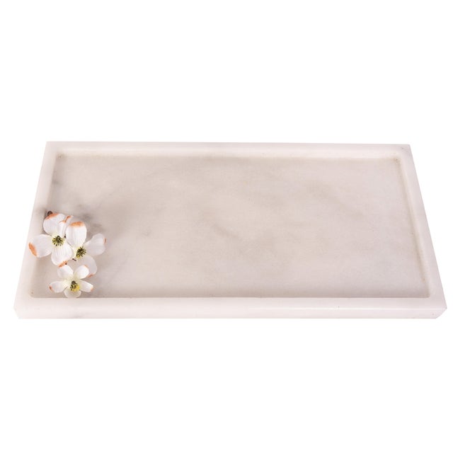 Modern Artifacts Trading Company Rectangular Marble Tray in White For Sale - Image 3 of 3