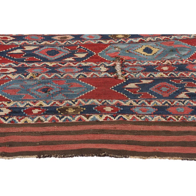 1880's Distressed Antique Caucasian Shirvan Kilim Rug - 02'10 X 03'08 For Sale - Image 4 of 9