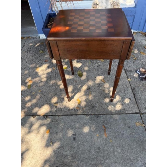 English Antique English Mahogany Chess or Game Table. For Sale - Image 3 of 5