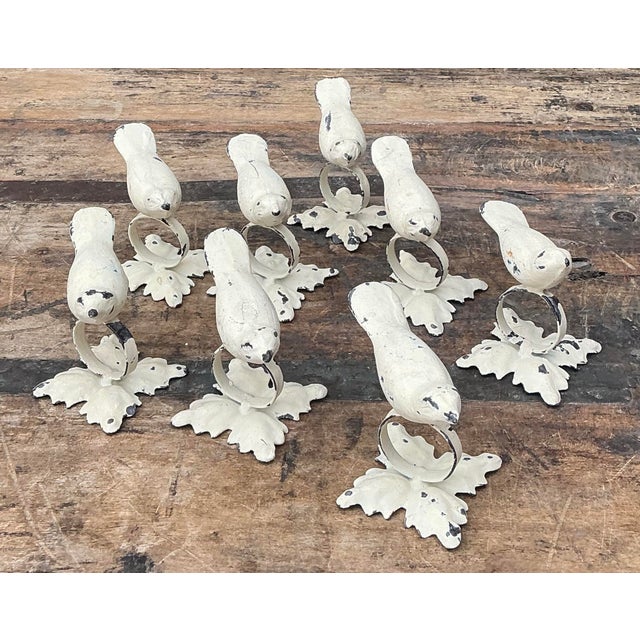 Vintage Distressed Bird Napkin Rings - Set of 8 For Sale In West Palm - Image 6 of 12