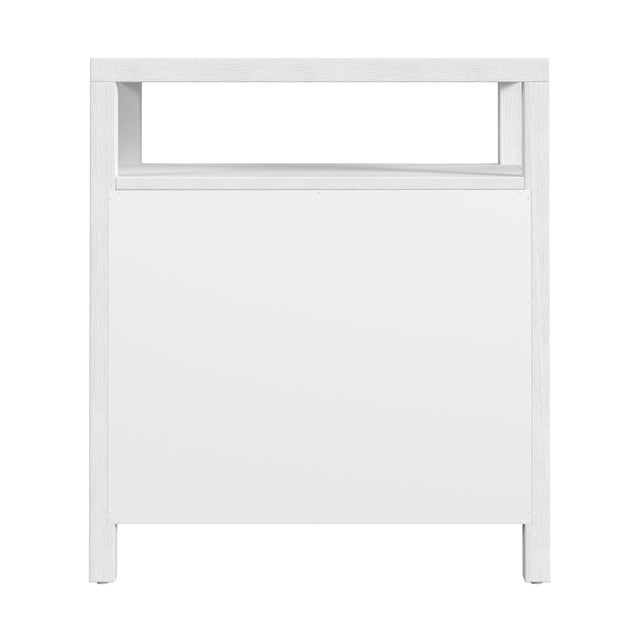 Nora 27 in. W Rectangular Wood 3 Drawer Tall Nightstand with Open Shelf on Top, Textured White For Sale In Chicago - Image 6 of 8