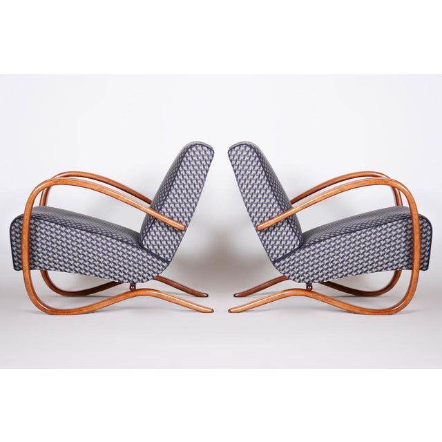Set of Art Deco Model H-269 Armchairs in Beech attributed to Jindřich Halabala for Up Závody, Former Czechoslovakia, 1930s For Sale - Image 6 of 16