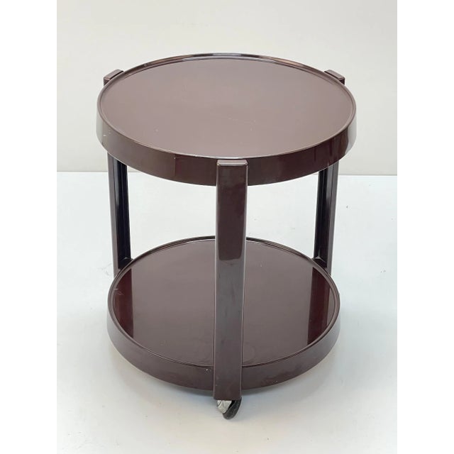 Mid-Century Italian Round Brown Plastic Bar Cart with Two Shelves, 1970s For Sale - Image 12 of 17