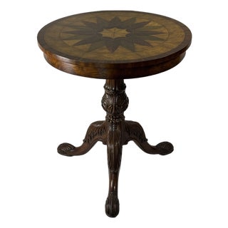 Vintage Maitland-Smith Round Pedestal Mahogany Inlaid Table. For Sale