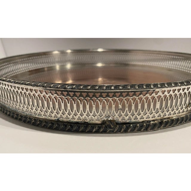 Silverplate Round Gallery Tray With Heraldry For Sale - Image 6 of 9