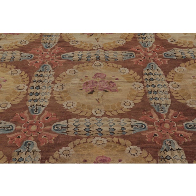 Antique 19th Century Aubusson Square Rug With Bold Floral Medallion - Rug & Kilim For Sale In New York - Image 6 of 11