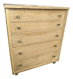 Kent-Coffey Mid 20th Century Limed Oak 'The Captor' Limed Oak 5-Drawer Chest of Drawers - 38" W 20" D 46.5 H