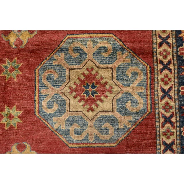Kazak Rug 11′ X 14’9” Red Wool Tribal Hand-Knotted Oriental Carpet For Sale In Philadelphia - Image 6 of 15