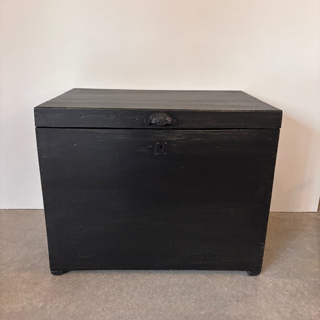 Wooden Chest in Black Patina For Sale - Image 6 of 6