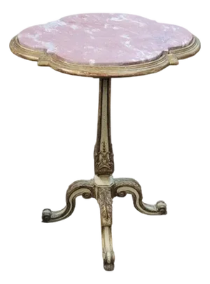 Antique Renaissance Revival Marbletop Candle Stand Table