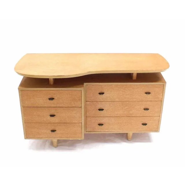 Nice unusual serused oak floating top Mid-Century Modern dresser.