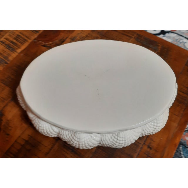 Nautical White Ceramic Shell Compote Bowl For Sale - Image 3 of 8