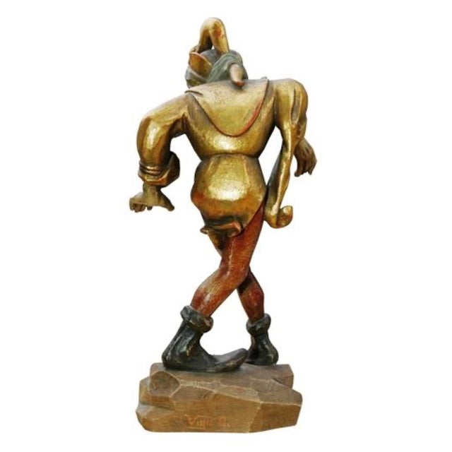 Renaissance Set of 6 1970s Morisken Dancers, Munich Hand-Carved Wood Figures, Signed Virgil Oberpacher For Sale - Image 3 of 13
