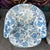 Textile Vintage Barrel-Back Blue Floral Armchair For Sale - Image 7 of 12