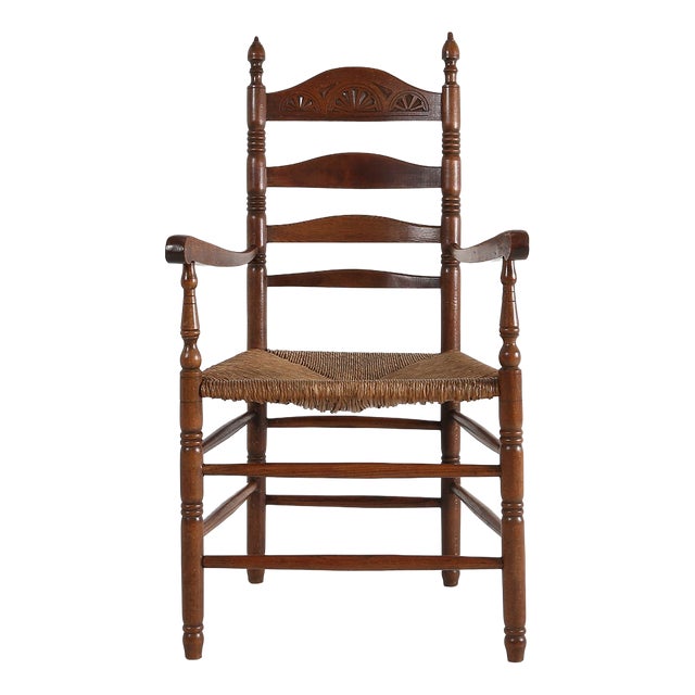 Antique French Wooden Armchair with Cane Seat, 1890s For Sale