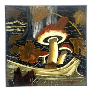 X-Large 60s Mid Century Lee Reynolds Magic Mushroom Forest Retro Painting Framed