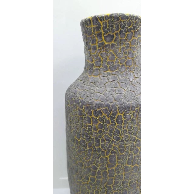 Shrink-glazed ceramic floor vase, artwork of Károly Bán, 1970s. Marked with the artist's signature on the bottom....
