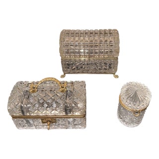 Set of Three Baccarat Crystal Jewelry Caskets, France, Late 19th Century. For Sale