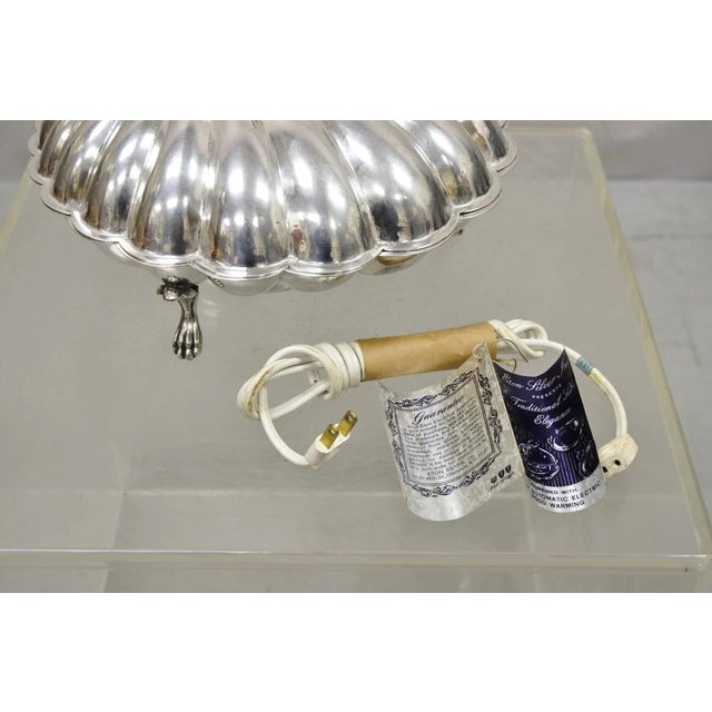 Silver Vintage Eton Dolphin Handle Clam Shell Silver Plated Electrified Serving Warmer For Sale - Image 8 of 12