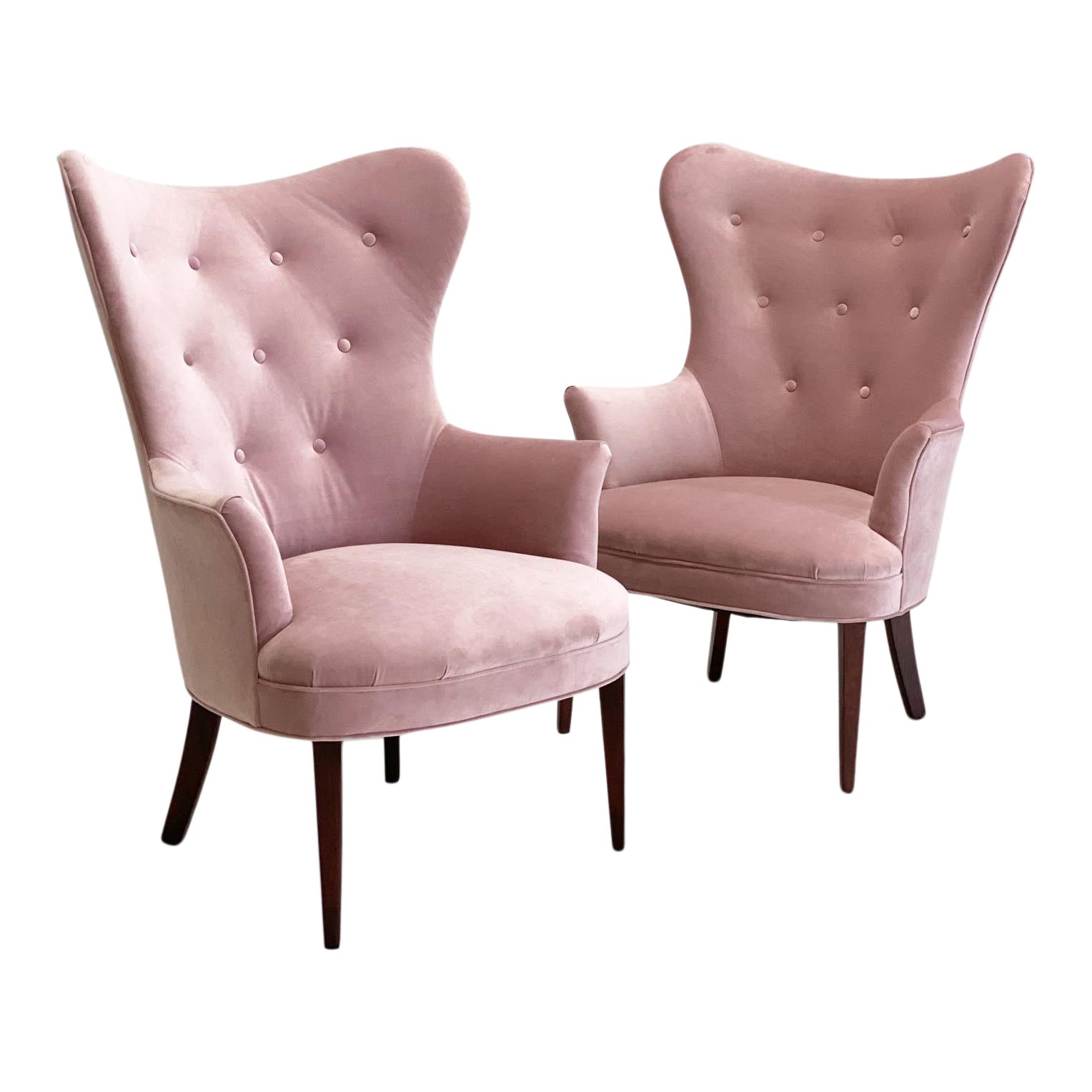 Mid Century Dusty Rose Occasional Lounge Chairs A Pair Chairish