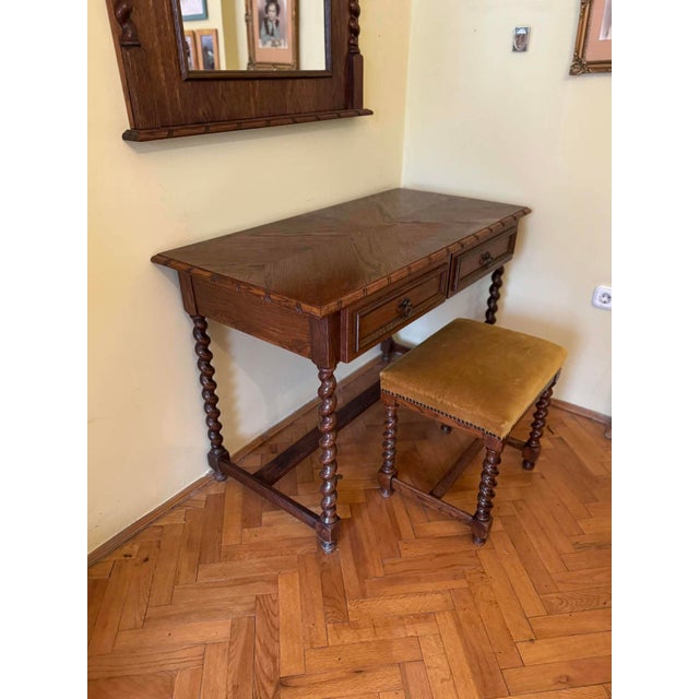 1950s Spanish Style Oak Colonial Dressing Set, Set of 3 For Sale - Image 5 of 8