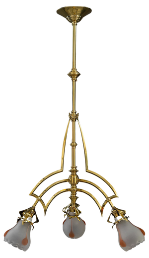 Art Deco Chandelier with Glass Shades, Vienna, 1920s