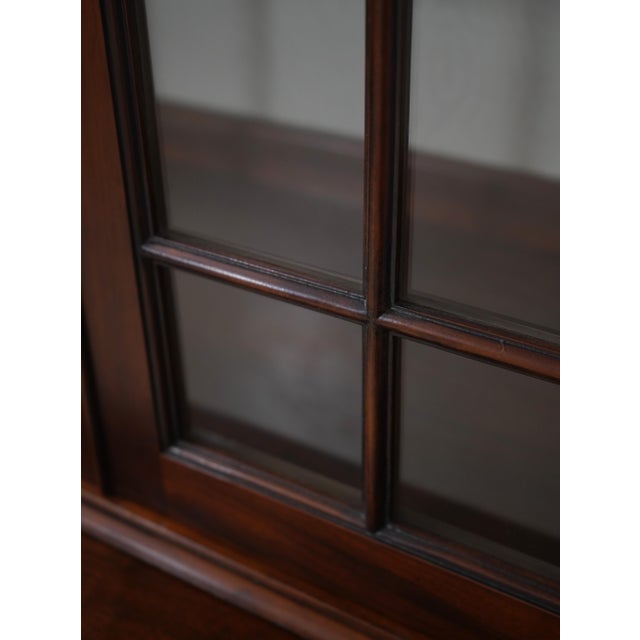 John Widdicomb Vintage Large Walnut Gothic Design Breakfront Display Bookcase For Sale - Image 11 of 18