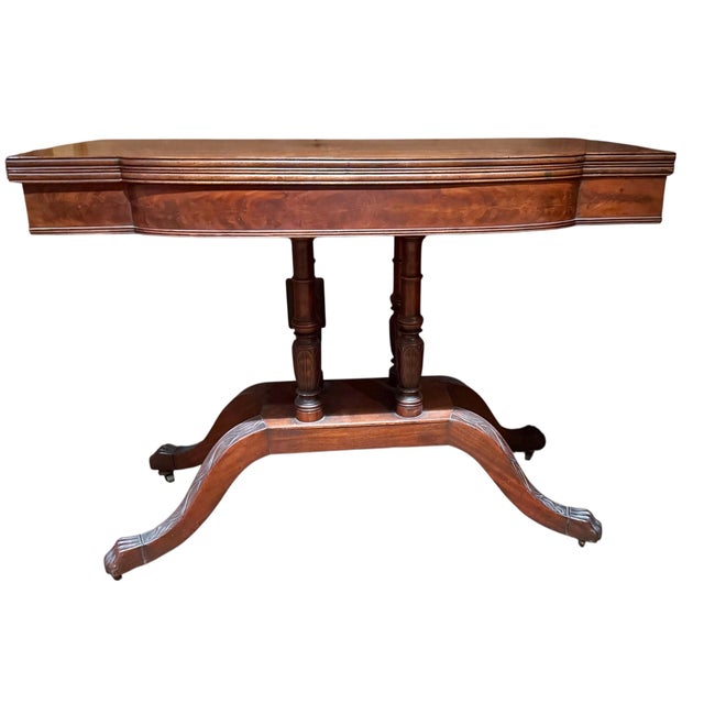 English Regency Flip Top Games Table Antique Intricate Detailing Versatile Display For Sale - Image 4 of 18