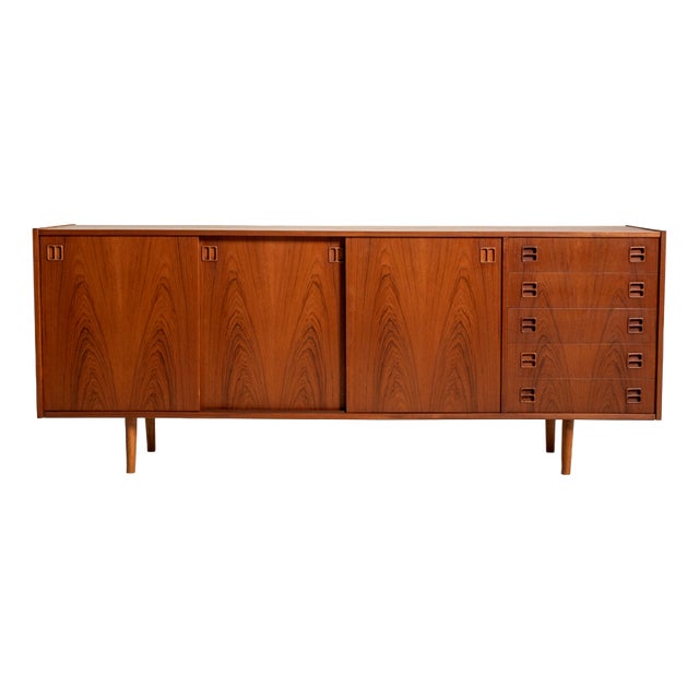 Danish Teak Sideboard with Sliding Doors, 1960s For Sale