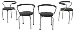 Italian Modern Chairs in Black Rubber and Metal by Airon, 1980s, Set of 4