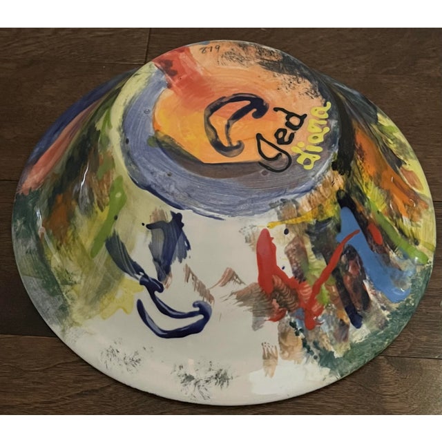 Late 20th Century Late 20th Century Large Multi-Colored Decorative Bowl Signed by Abstract Artist Diana Ged For Sale - Image 5 of 13