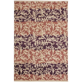 1990s Modern Purple Wool & Viscouse Rug - 5'2 X 7'4 For Sale