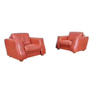 Vintage Oversized Italian Leather Lounge Chairs by Formenti, 1980s For Sale