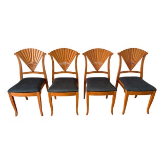 1960s Set of 4 Wood Fan Dining Chairs For Sale