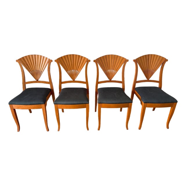 1960s Set of 4 Wood Fan Dining Chairs For Sale