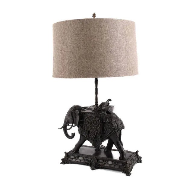 Hollywood Regency Vintage Orientalist Bronze Elephant Table Lamp – Hollywood Regency Style, Mid-Century For Sale - Image 3 of 6