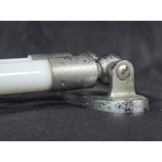 Mid 20th Century European Mid Century Nickel & Milk Glass Double Arm Towel Rack For Sale - Image 5 of 7