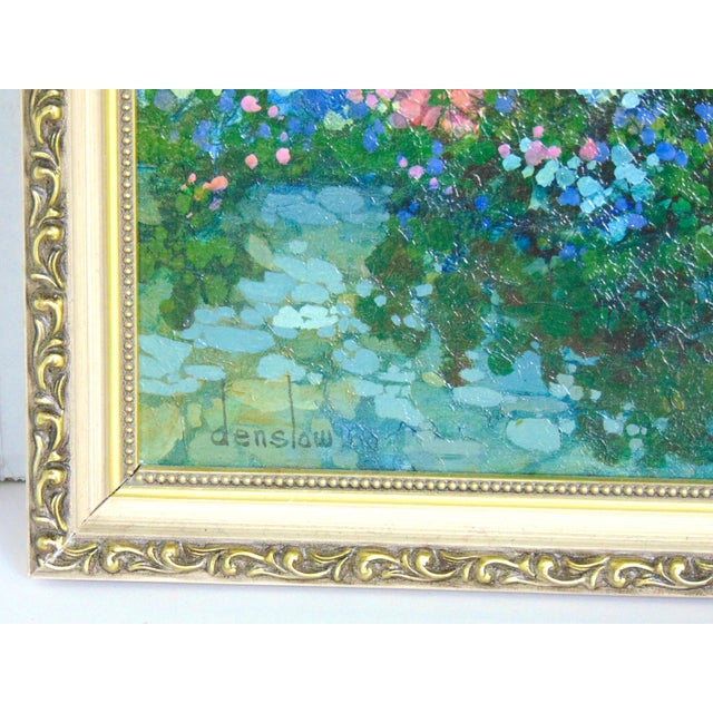 1980s "Rebecca's Garden" Textural Print on Board by Denslow Framed 22"w X 18"h For Sale - Image 5 of 6