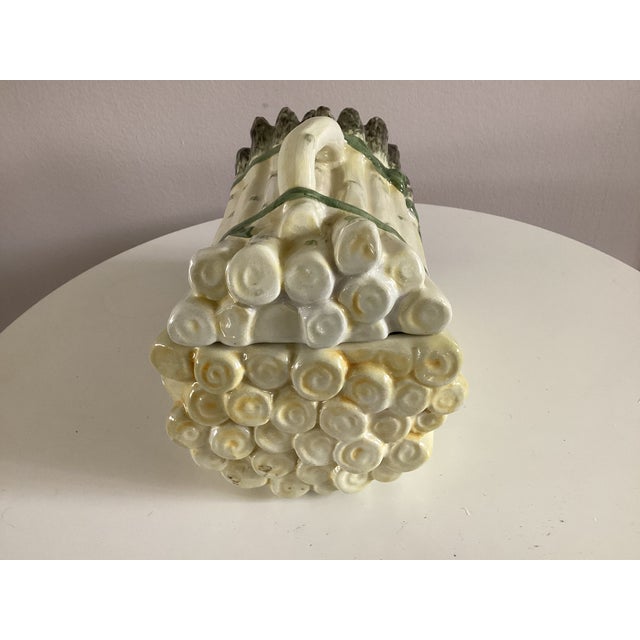 Ceramic Majolica Style Covered Serving Dosh Shaped Like a Bunch of Asparagus For Sale - Image 7 of 11