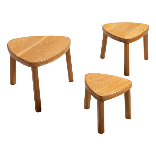 Vintage Oak Nesting Tables, 1970s, Set of 3 For Sale