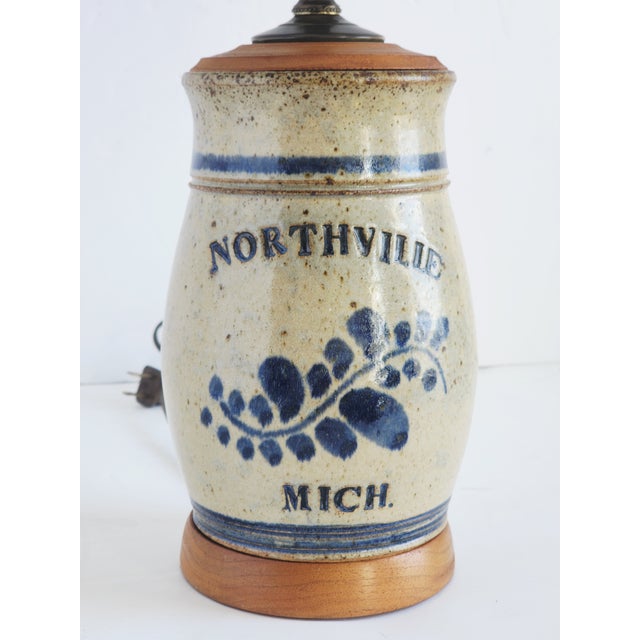Vintage Stoneware Crock Table Lamp For Sale In New York - Image 6 of 11